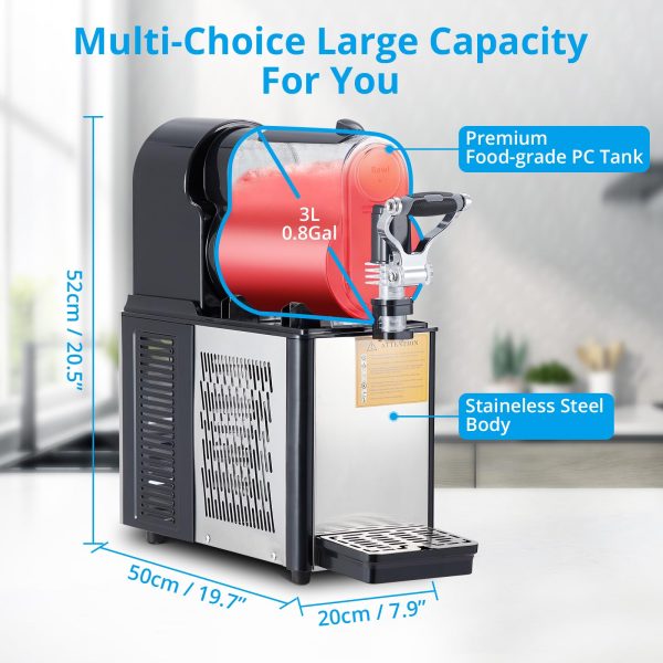 2026 Commercial Slushie Machine 3L Stainless Steel Self-Cleaning Slushy Maker for Frozen Drinks,Snow Melting Ideal for Home, Shop,Restaurant