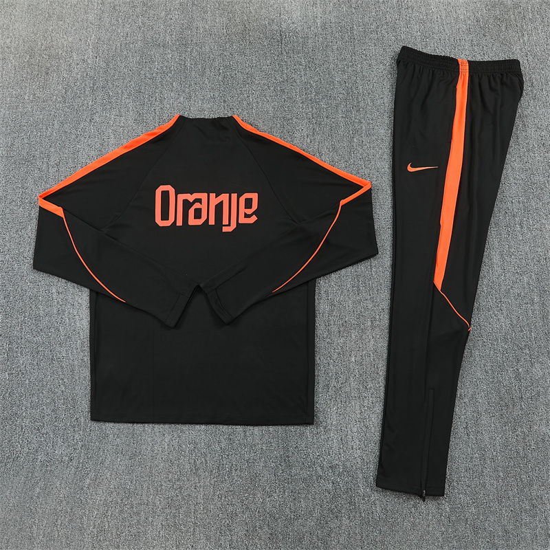 Adult/ Kids Netherlands 2627 Half Zippered Training Suit - Black