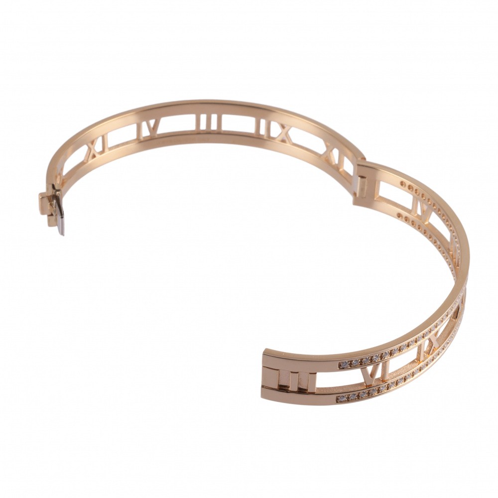 Tiffany & Co. Atlas Open Half Diamond Bracelet 18K Rose Gold