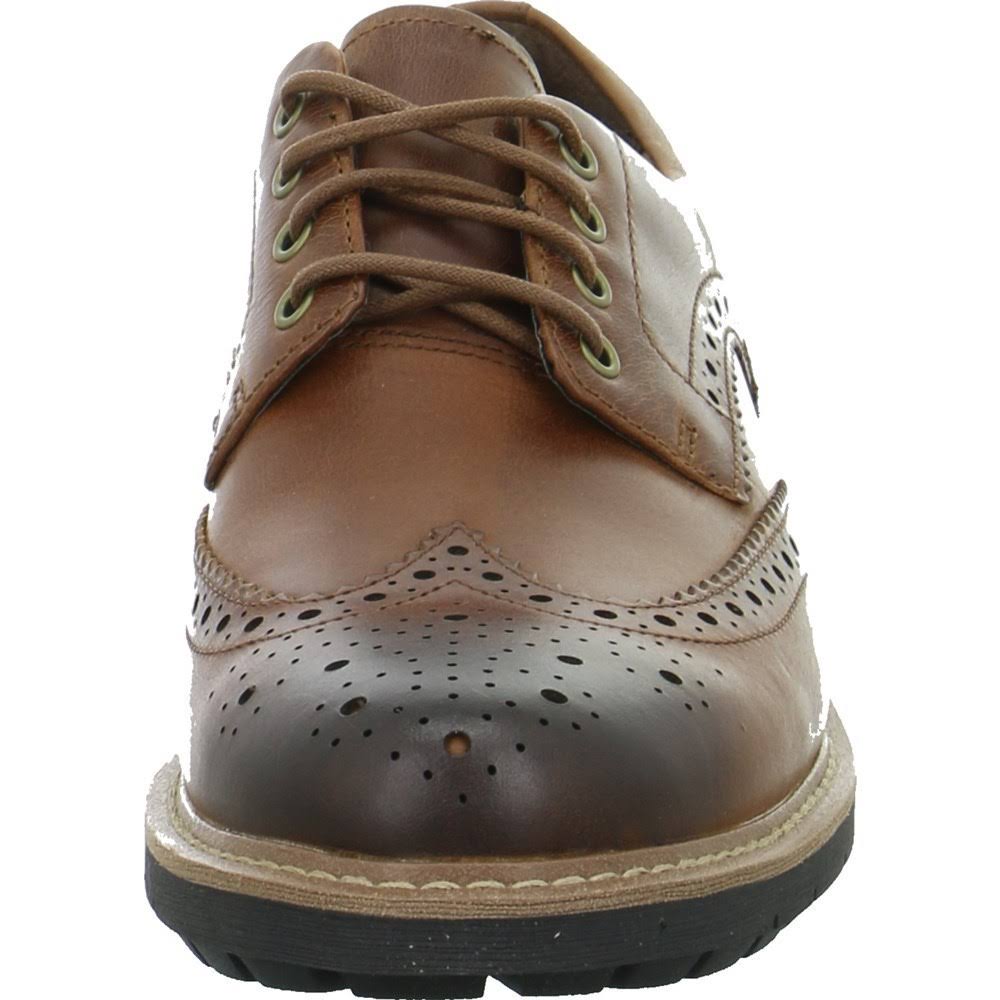 Clarks Men&s BATCOMBE Wing Leather Brogues - Dark Tan - UK 11