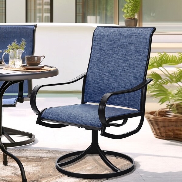 MAISON ARTS 9 Pieces Patio Dining Set,60 Inch Square Metal Table and Sling Dining Chairs