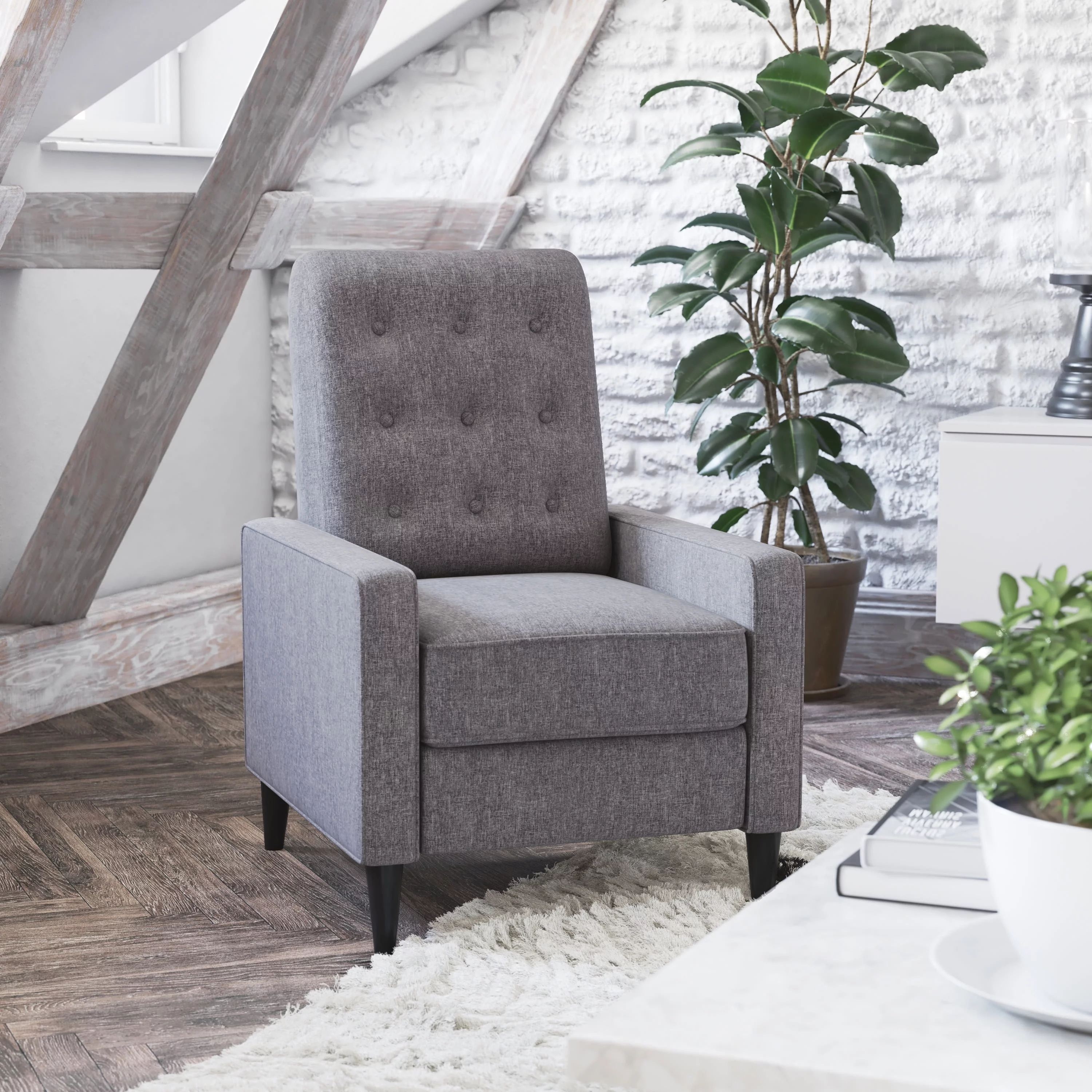 Flash Furniture Ezra Ezra Fabric Push Back Recliner, Gray