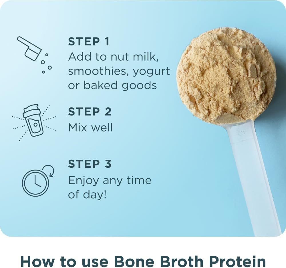 Grass Fed, Bone Broth Protein Powder, 20g Protein, Hydrolyzed Collagen Peptides, Keto & Paleo Friendly, Supports Joint, Gut Health, Vanilla, 40 Servings