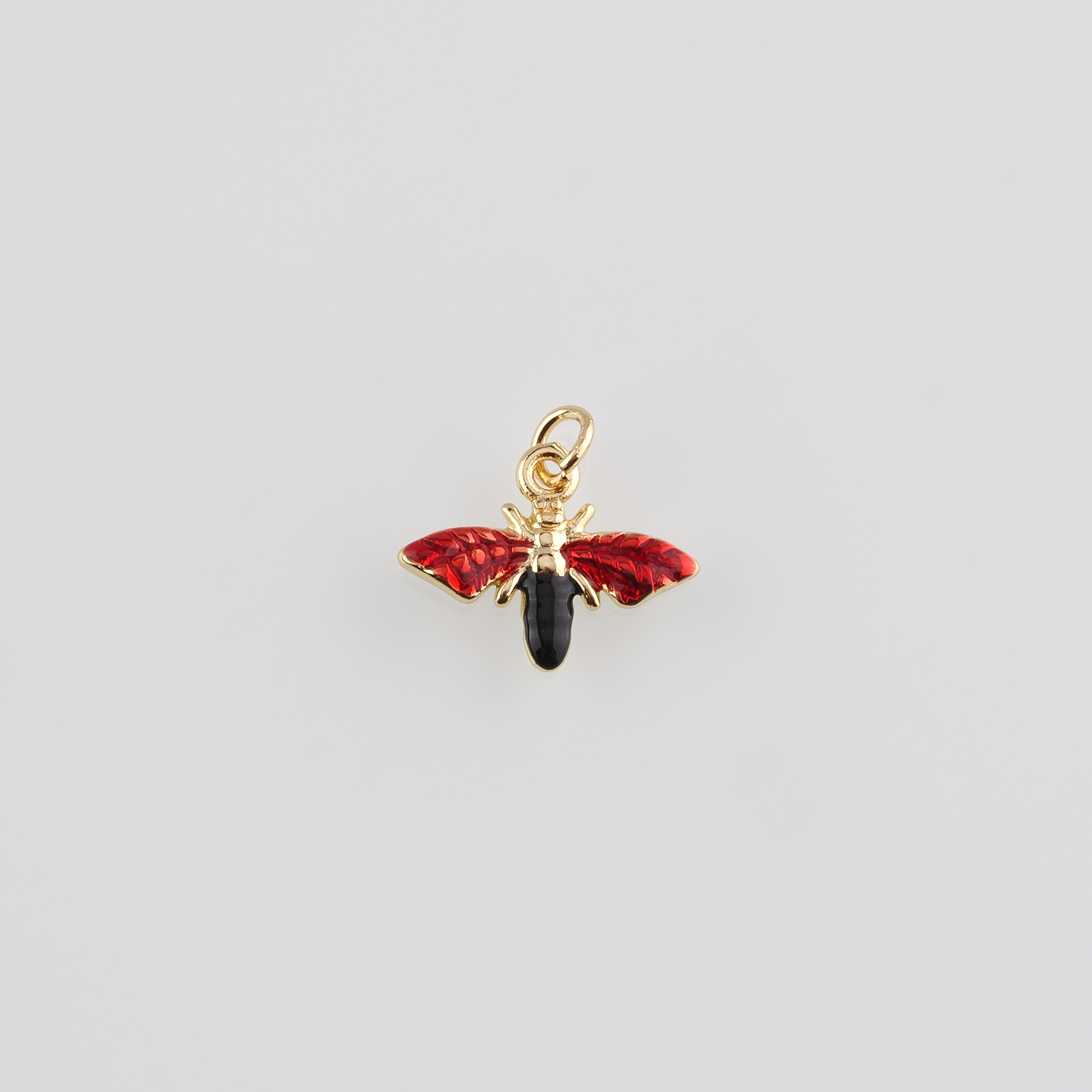 18K Gold Filled Bee Pendant,Enamel Bee Charm Earrings Necklace for DIY Jewelry Making Supply