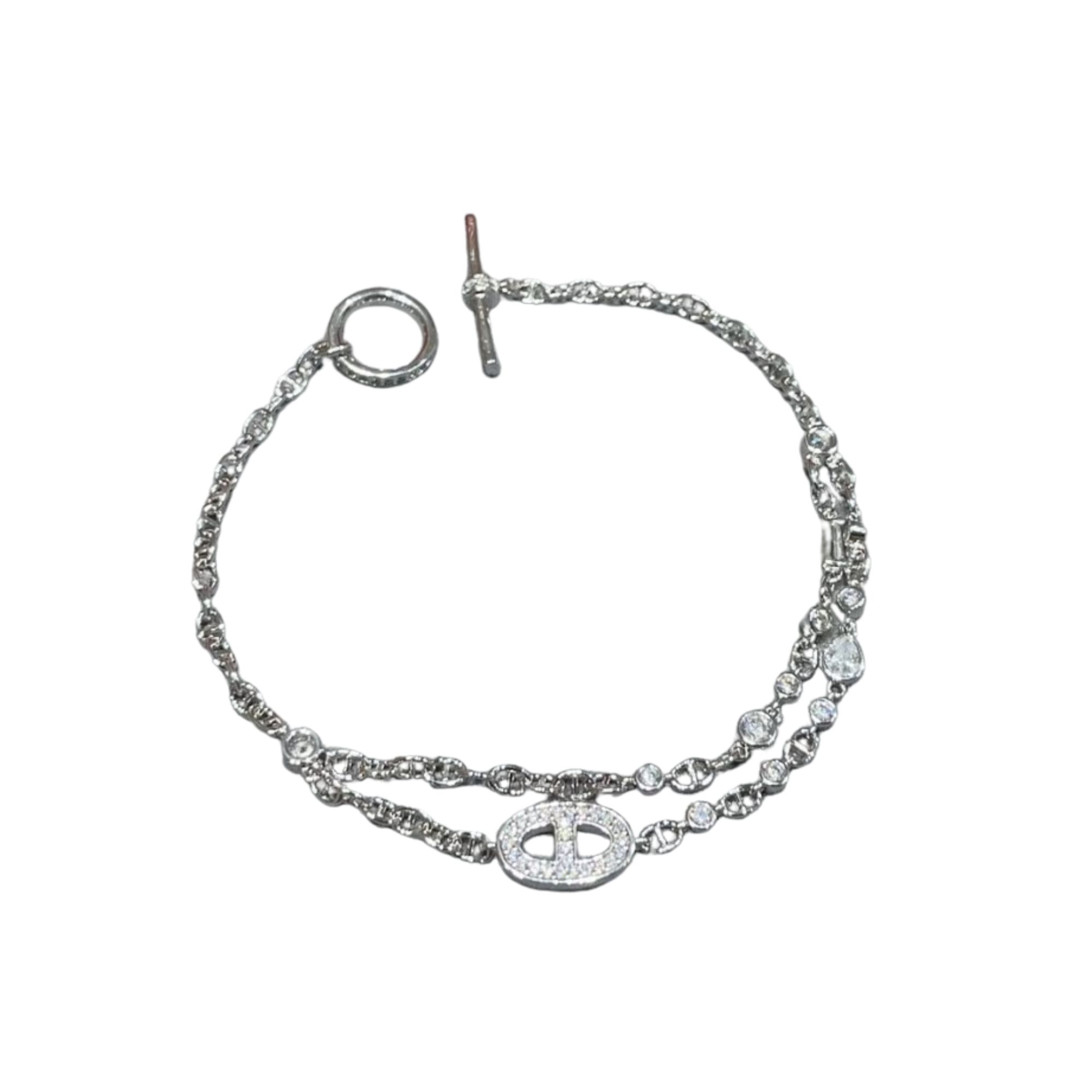 Hermes Crystals Bracelet Silver
