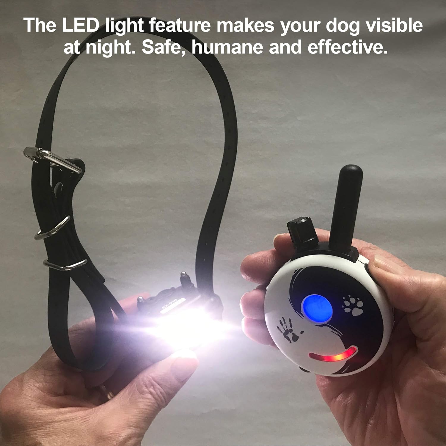 Humane Dog Training Collar with Remote, Features 100 Levels of Safe Stimulation, Tapping Sensation, Night Light, Waterproof, Rechargeable, 1 Mile 1 Dog, Black