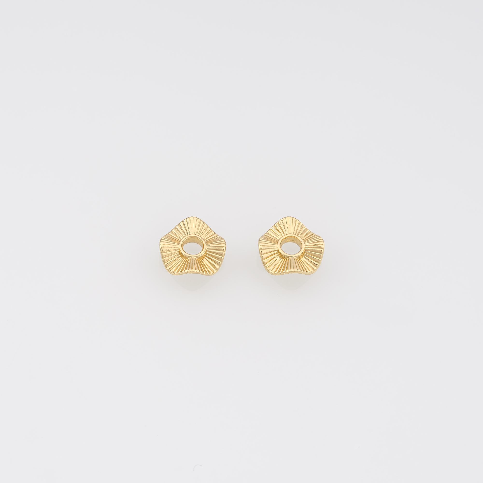 10Pcs 18K Gold Filled Geometric Spacer Beads,Textured Flat Bead for Bracelet Jewelry Necklace Making Supply