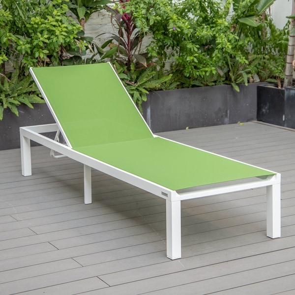 Aluminum Beach Pool Sun Lounge Chair Sling Mesh Fabric Reclining Stackable Lounger Chair