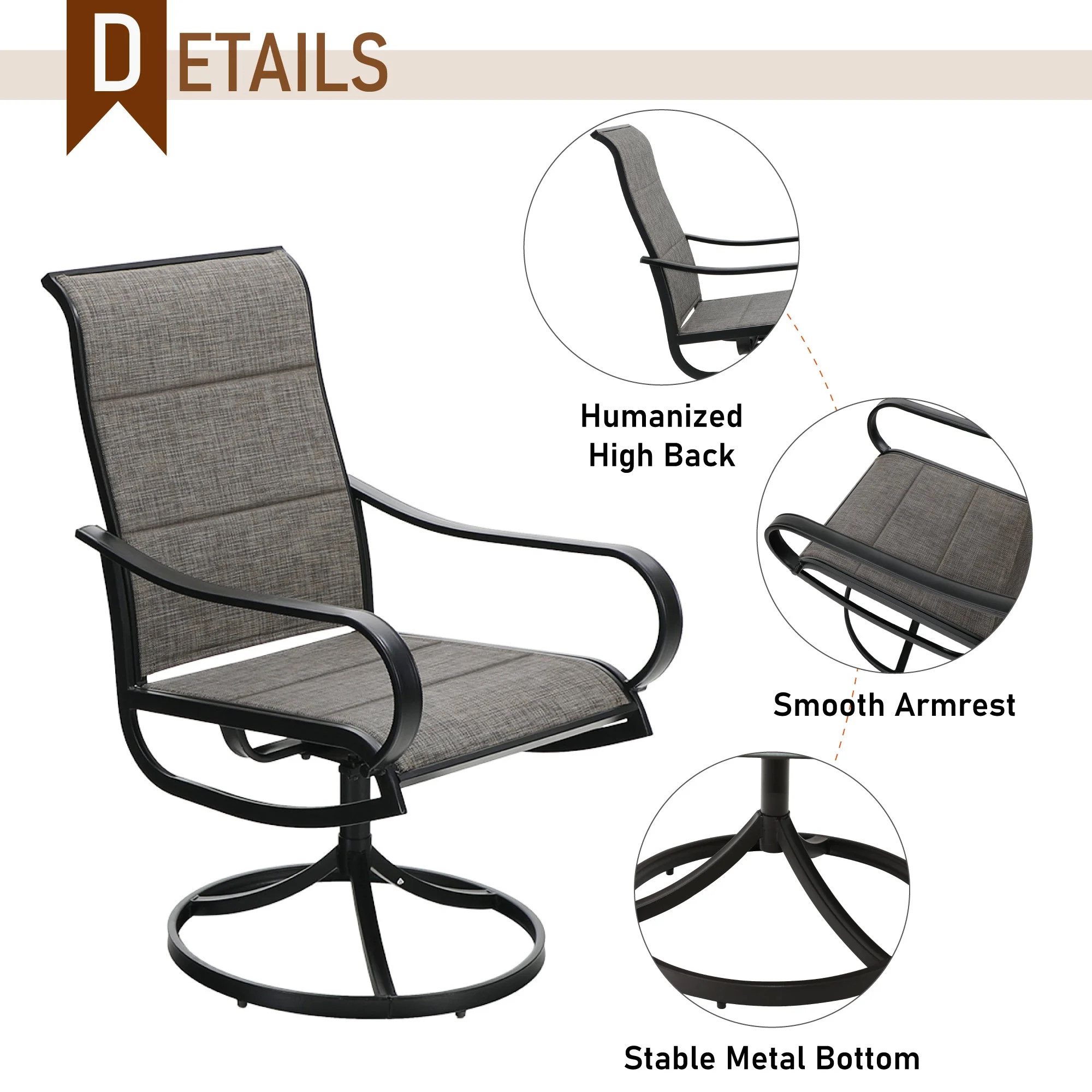 Sophia & William 9 Piece Outdoor Metal Patio Dining Set Square Table and Swivel Padded Chairs Set