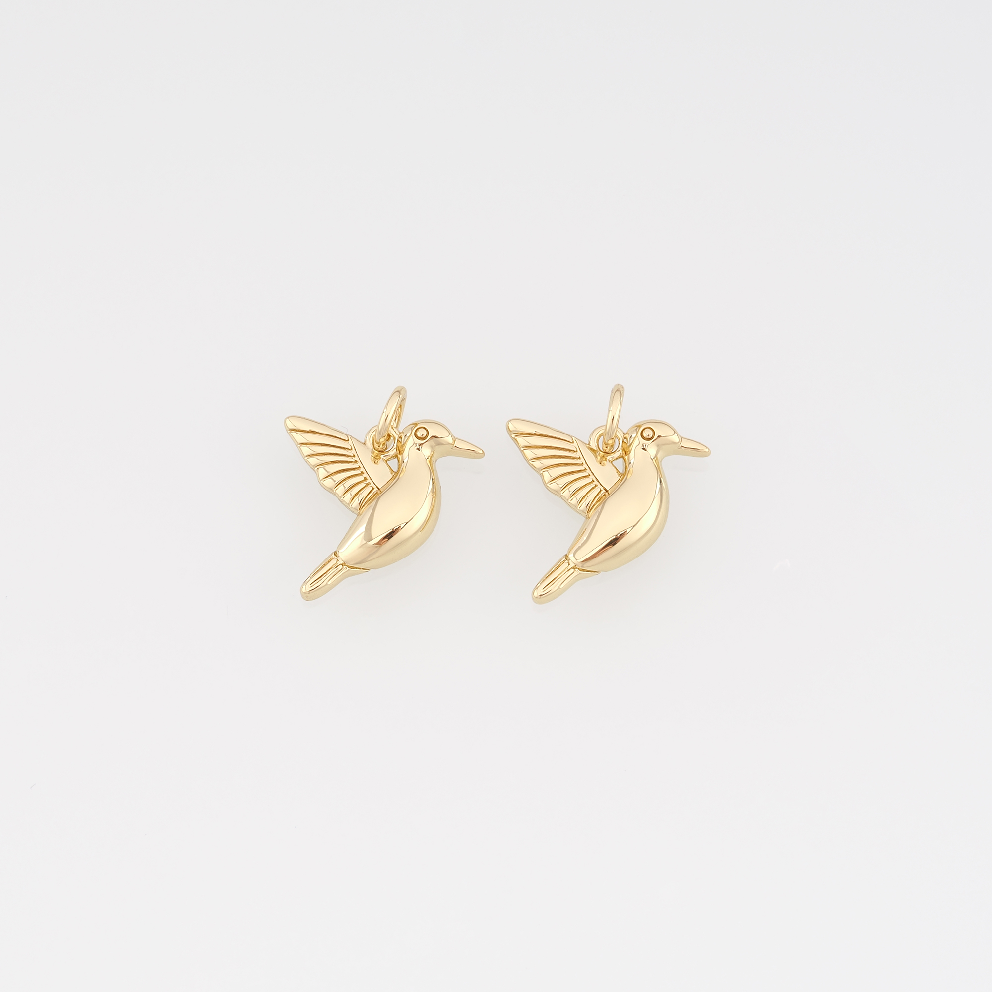 18K Gold Filled Bird Pendant,Bird Charm Earrings Necklace for DIY Jewelry Making Supply