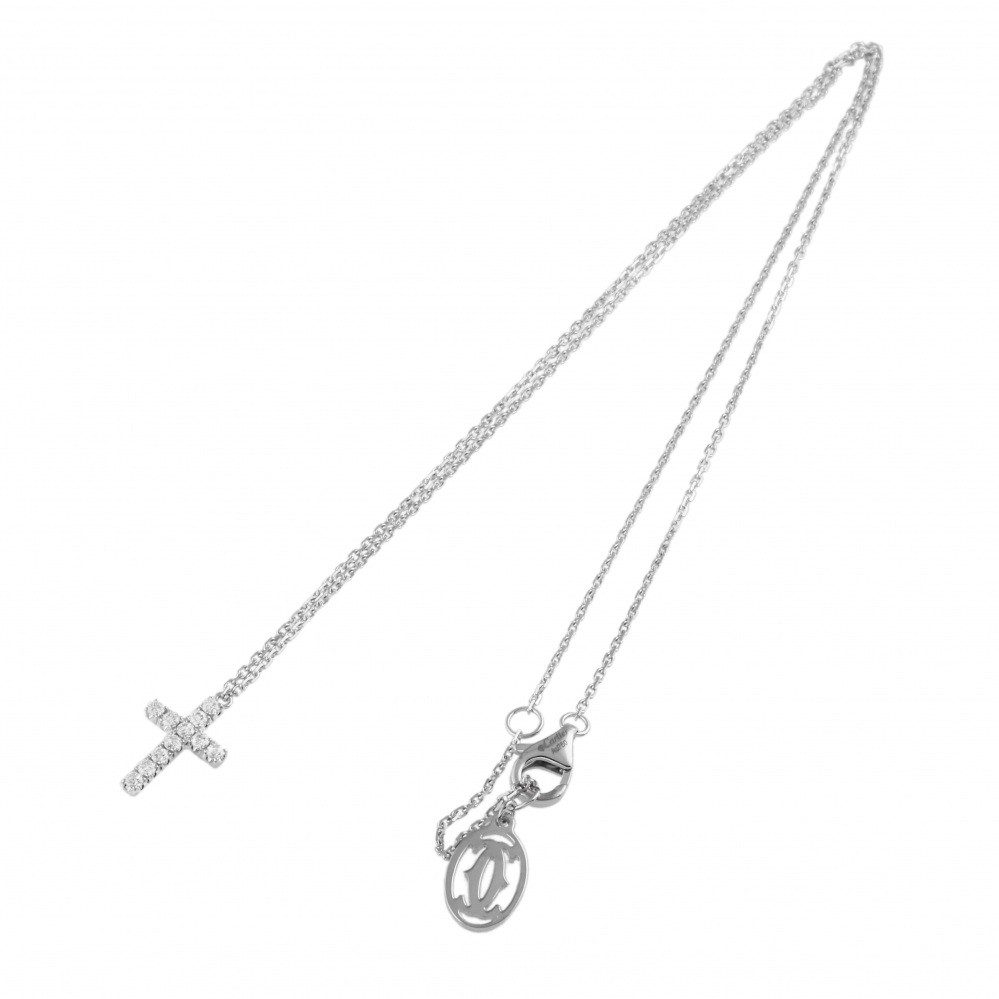 Cartier Symbol Online Limited Cross Necklace 18K White Gold Diamond B7221700