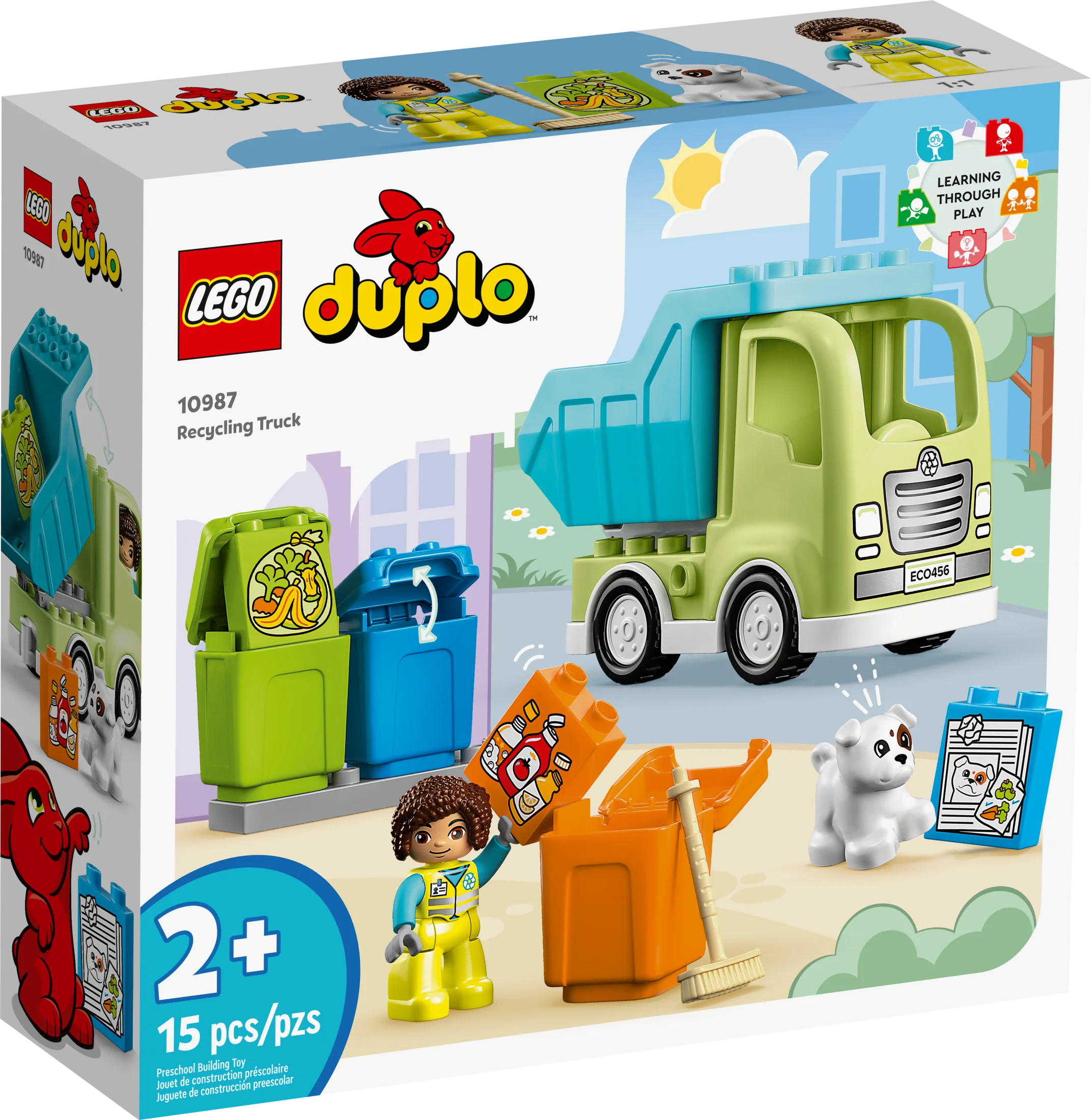 LEGO DUPLO Town Recycling Truck 10987 Building Toy Set, Learn through Play with this STEM Creative Birthday Gift for Toddlers, Boys, Girls Ages 2+, Comes with 3 Sorting Bins for Recycling