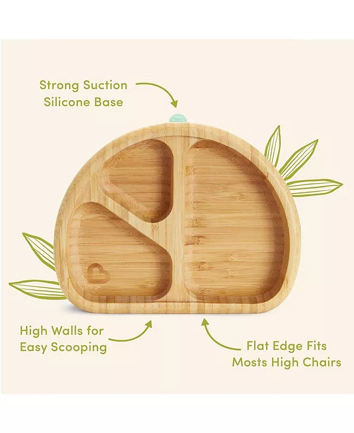 Munchkin Bamboo Stay Put Divided Suction Plate, Eco-Friendly