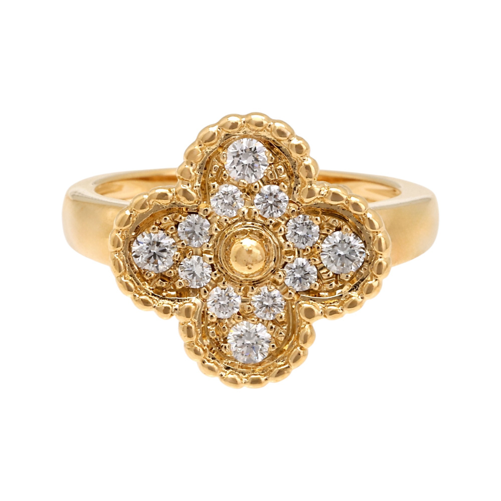 Van Cleef & Arpels Vintage Alhambra Ring 18K Yellow Gold Diamond VCARO26M00