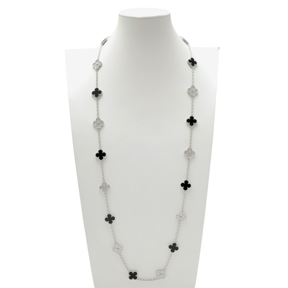 Van Cleef & Arpels Vintage Alhambra 20 Motifs Necklace 18K White Gold VCARP2R800