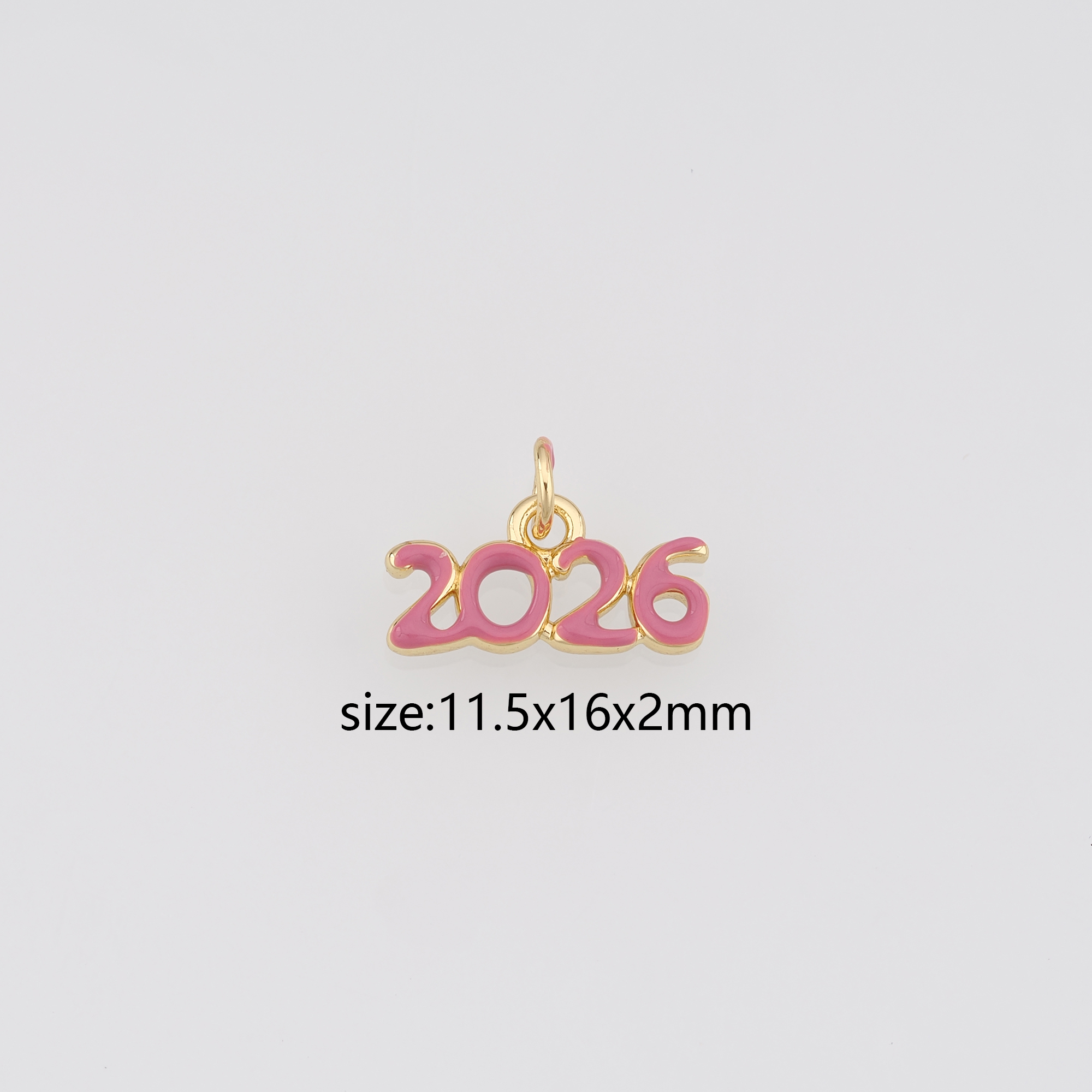 18K Gold Filled Year 2026 Pendant,Enamel 2026 Number Charm Earrings Necklace for DIY Jewelry Making Supply