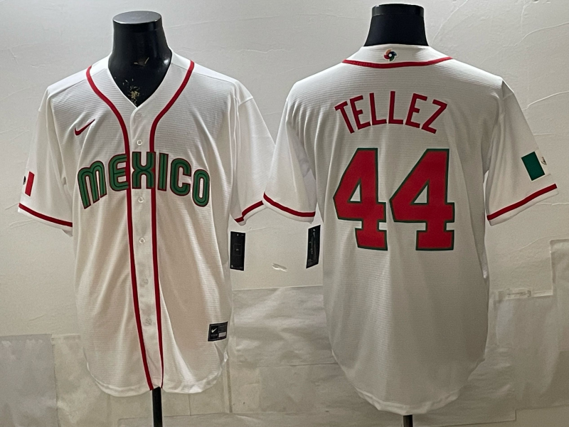 Men's Mexico Baseball Rowdy Tellez #44 White 2026 World Baseball Classic Stadium Jersey
