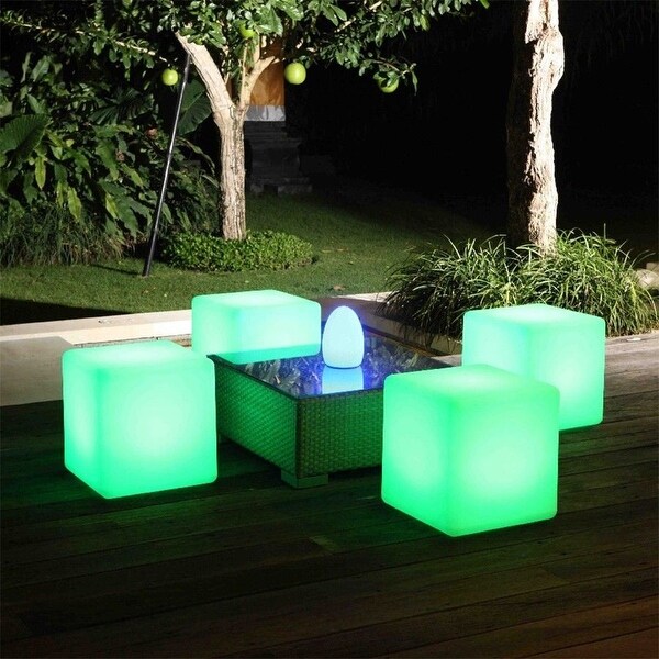 Modern Home LED Glowing Cube Box Stool w/Infrared Remote Control