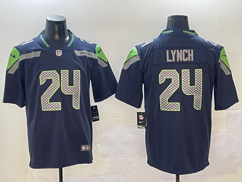 Men's Seattle Seahawks Marshawn Lynch #24 Navy Game Player Jersey