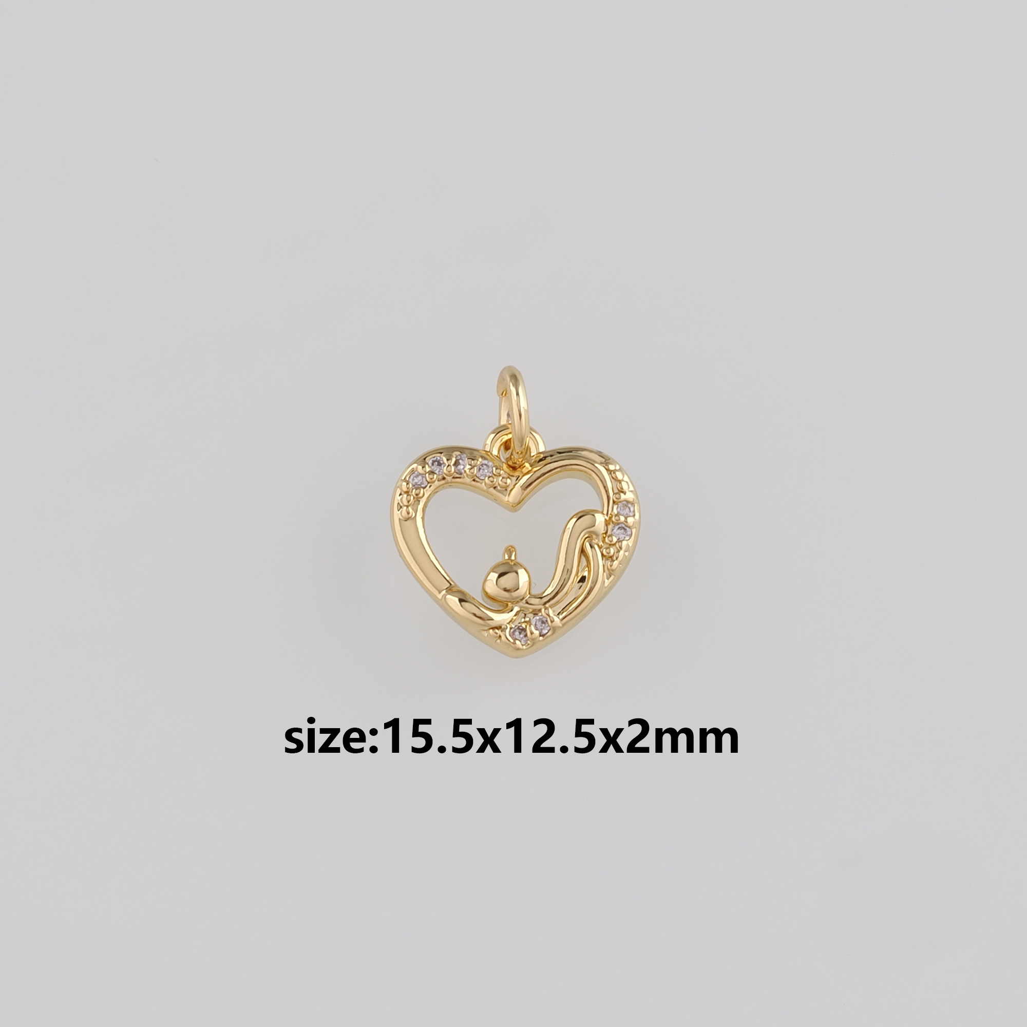 18K Gold Filled Heart Pendant,CZ Micro Pave Heart Charm Earrings Necklace for DIY Jewelry Making Supply