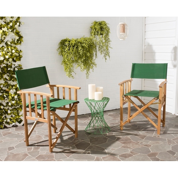 SAFAVIEH Outdoor Living Laguna Green Acacia Wood Director Chair (Set of 2)
