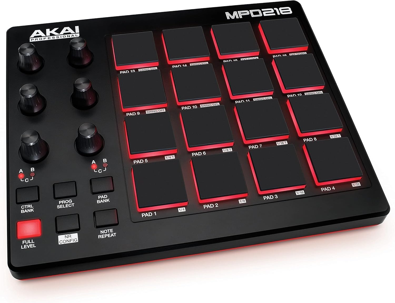22-Key USB MIDI Controller with 16 MPC Drum Pads, 6 Assignable Knobs, Note Repeat and Full Level Buttons and Production Software