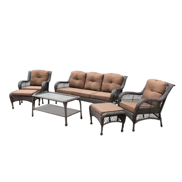 6piece Resin Wicker Patio Furniture Conversation Set with High Back