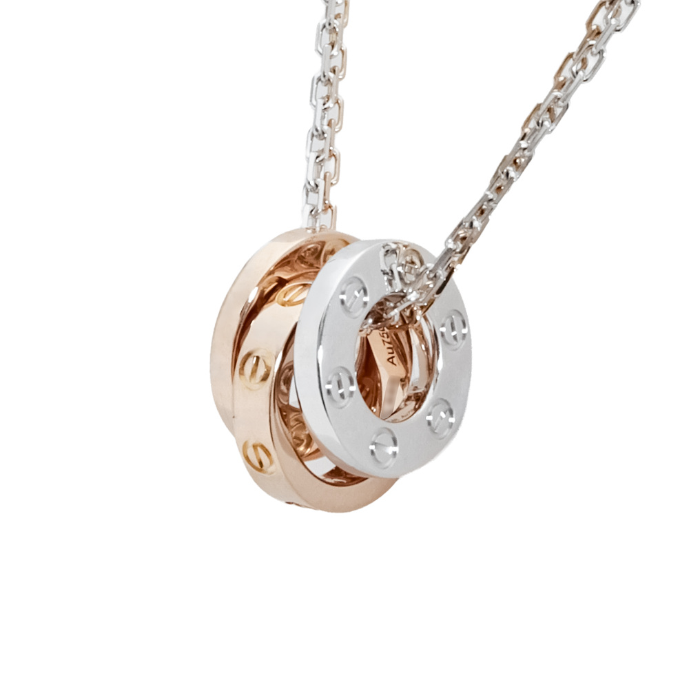 Cartier Love Necklace 18K White Gold & 18K Rose Gold Diamond B7219700