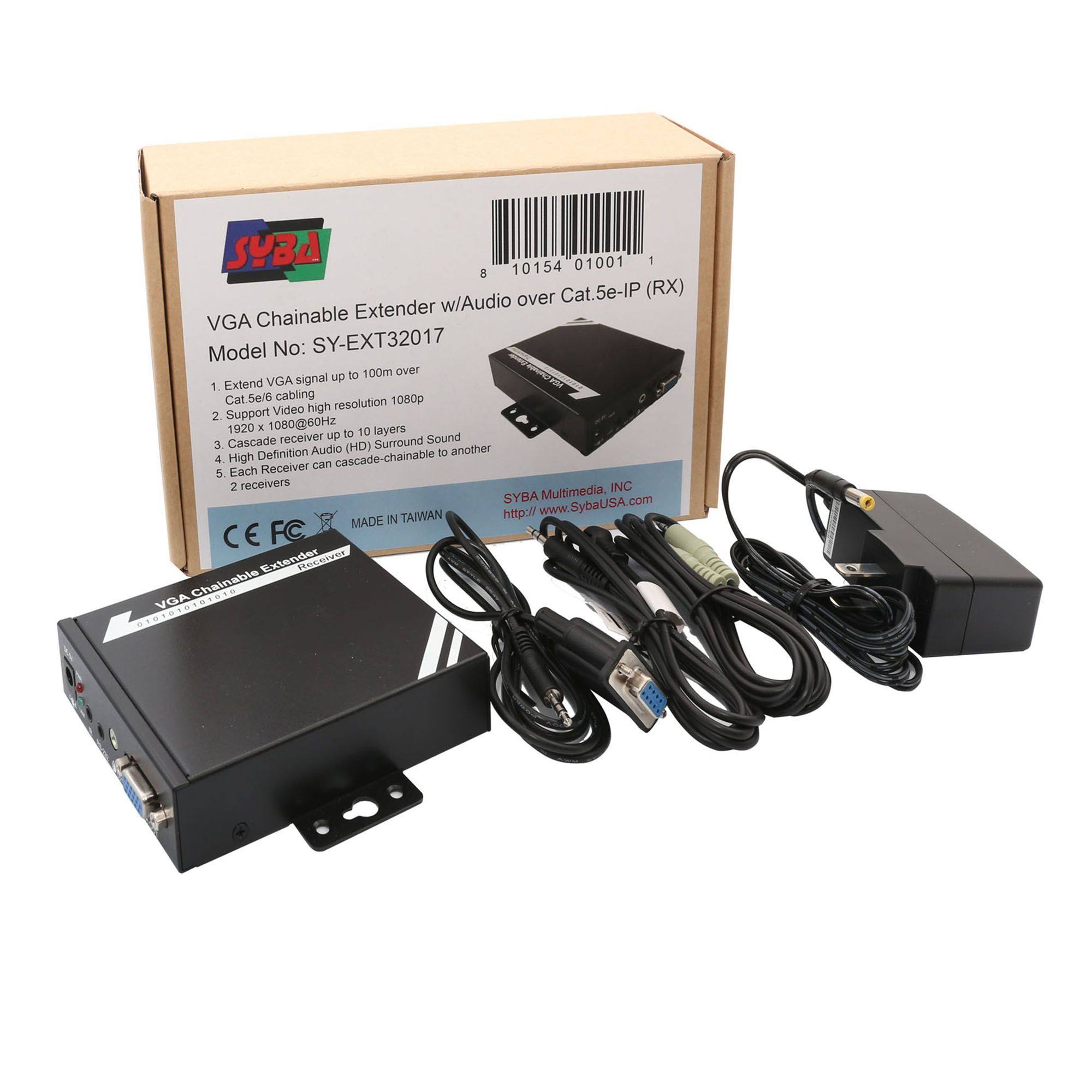 Syba SY-EXT32017 VGA Chainable Extender with Audio over Cat5e-IP (RX) - A/V/Infrared/Serial Extender
