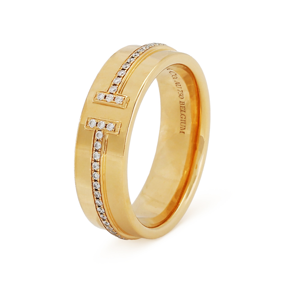 Tiffany & Co. Tiffany T Wide Diamond Ring 18K Yellow Gold 60150867