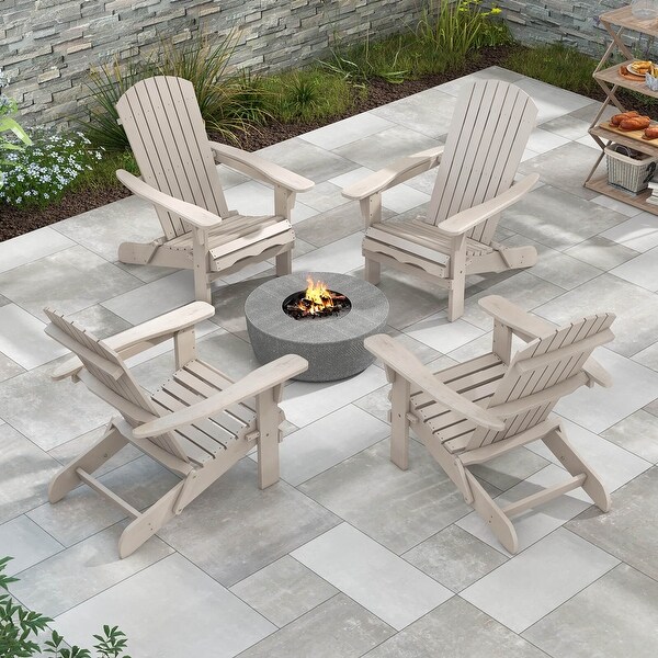 Costway Folding Adirondack Chair Set of 1/4 with High Backrest and Wide