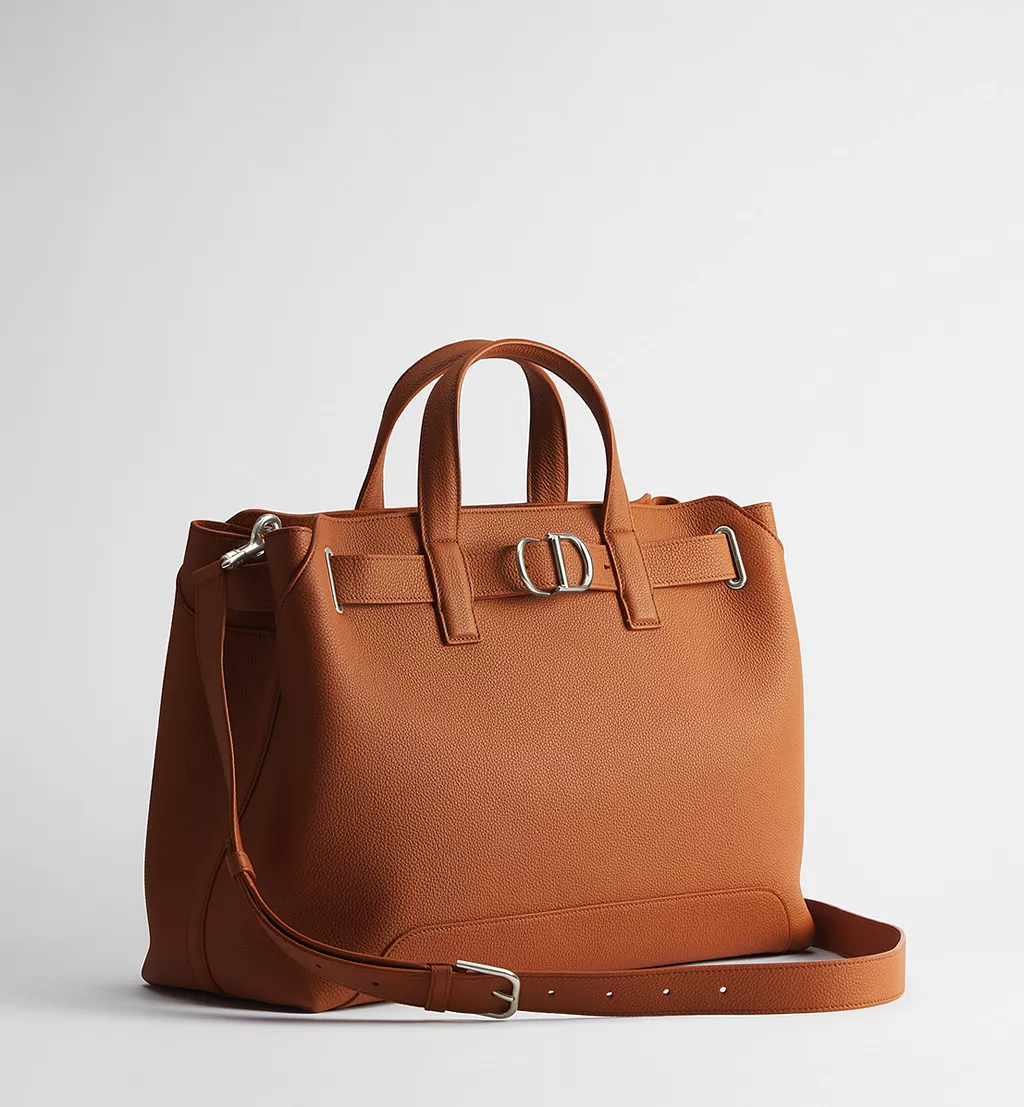 Medium Dior Normandie Tote Bag Tan Grained Calfskin
