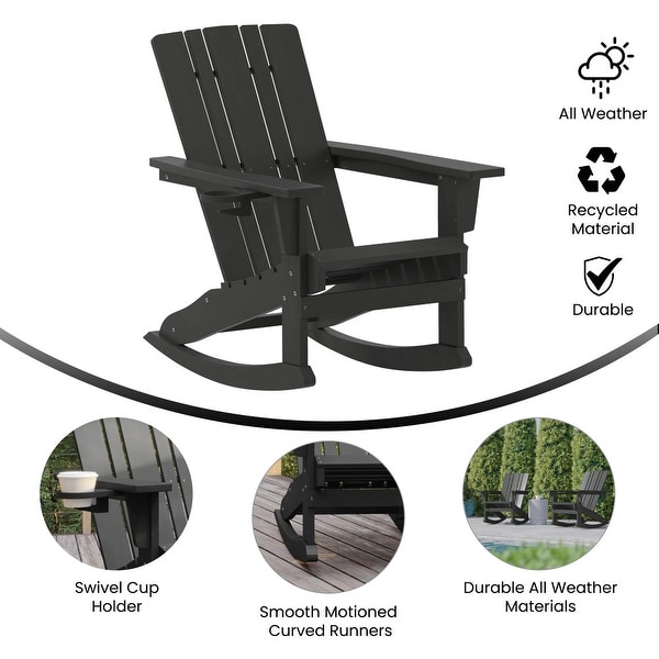Commercial AllWeather Rocking Adirondack Chair with Swiveling Cupholder