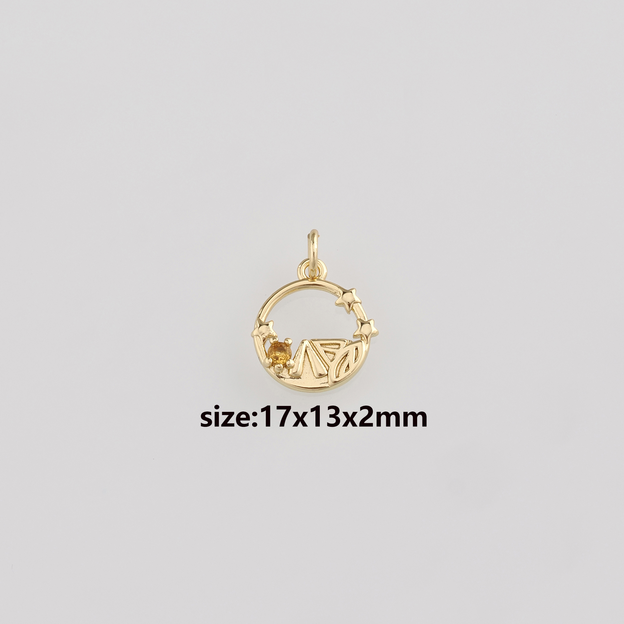 18K Gold Filled Star Pendant,Celestial Charm Earrings Necklace for DIY Jewelry Making Supply