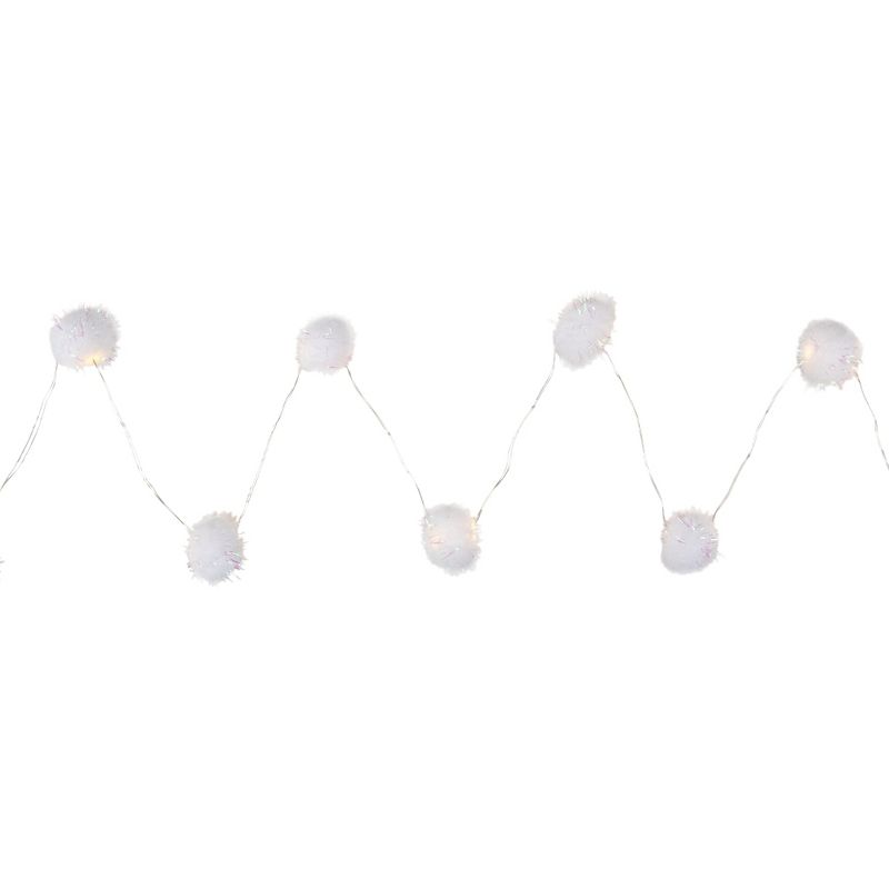 Northlight LED Iridescent Tinsel Puff Ball Christmas Lights - 4.5' Clear Wire - 15ct