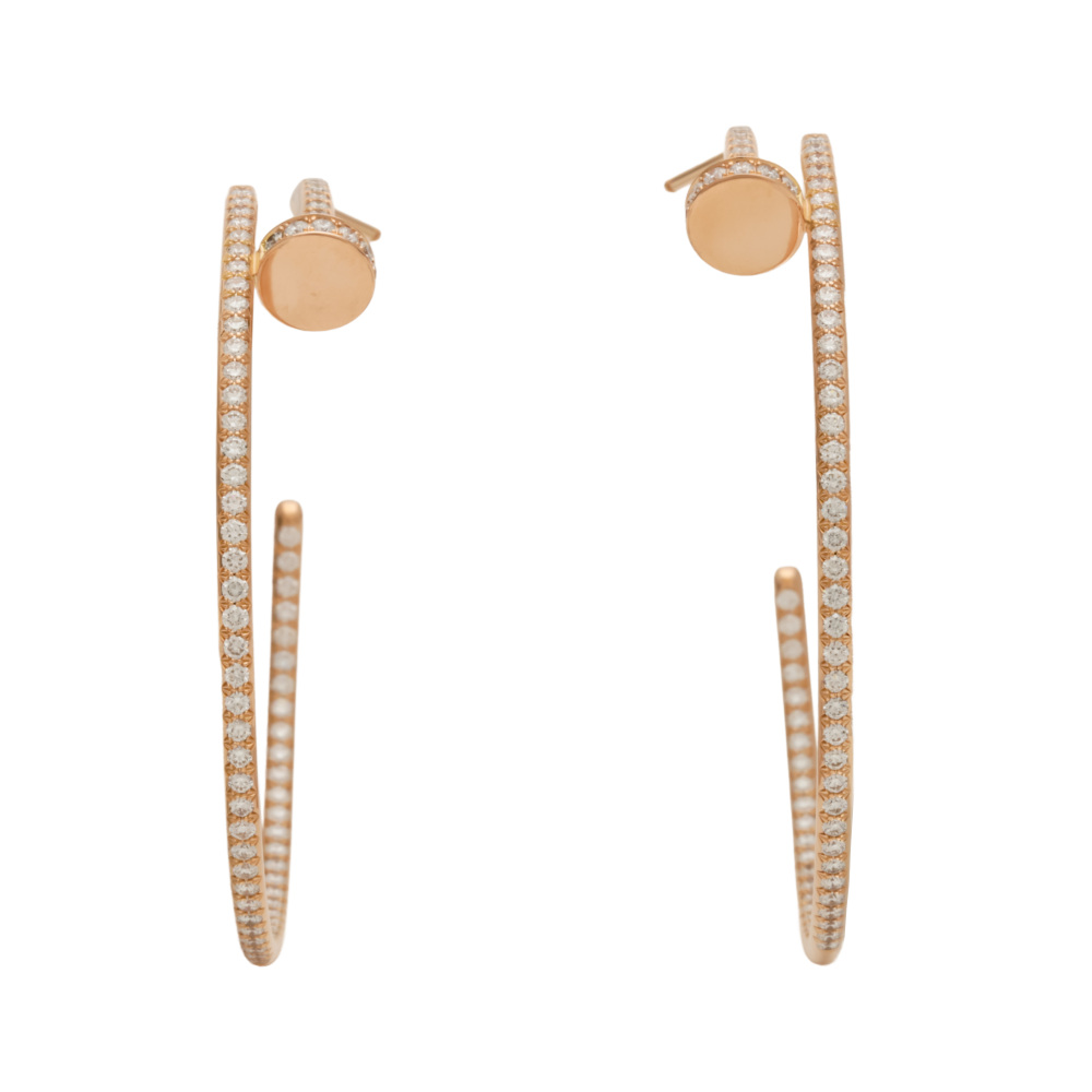 Cartier Juste un Clou Hoop Pavé Setting Earrings 18K Rose Gold N8515009