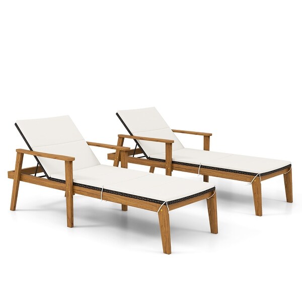Gymax Outdoor Chaise Lounge Chair Set of 2 w/ Armrests and 4Level