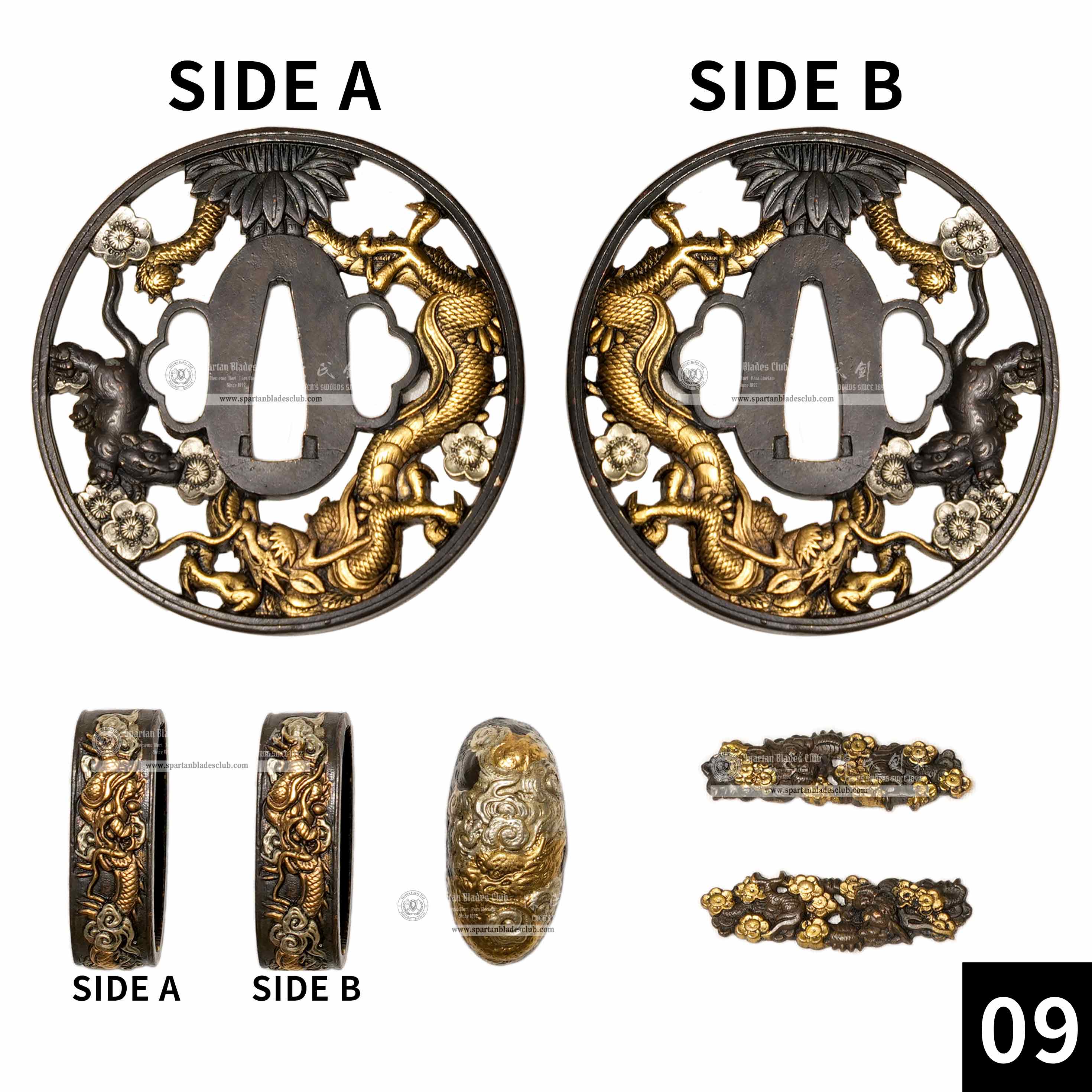 Custom Your Katana | Loong（Chinese Dragon） | Complete Set Fittings (Brass Gilded) | Spartan Blades Club | CHEN'S SWORDS 1892 - Spartan Blades Club - 陳氏劍莊1892