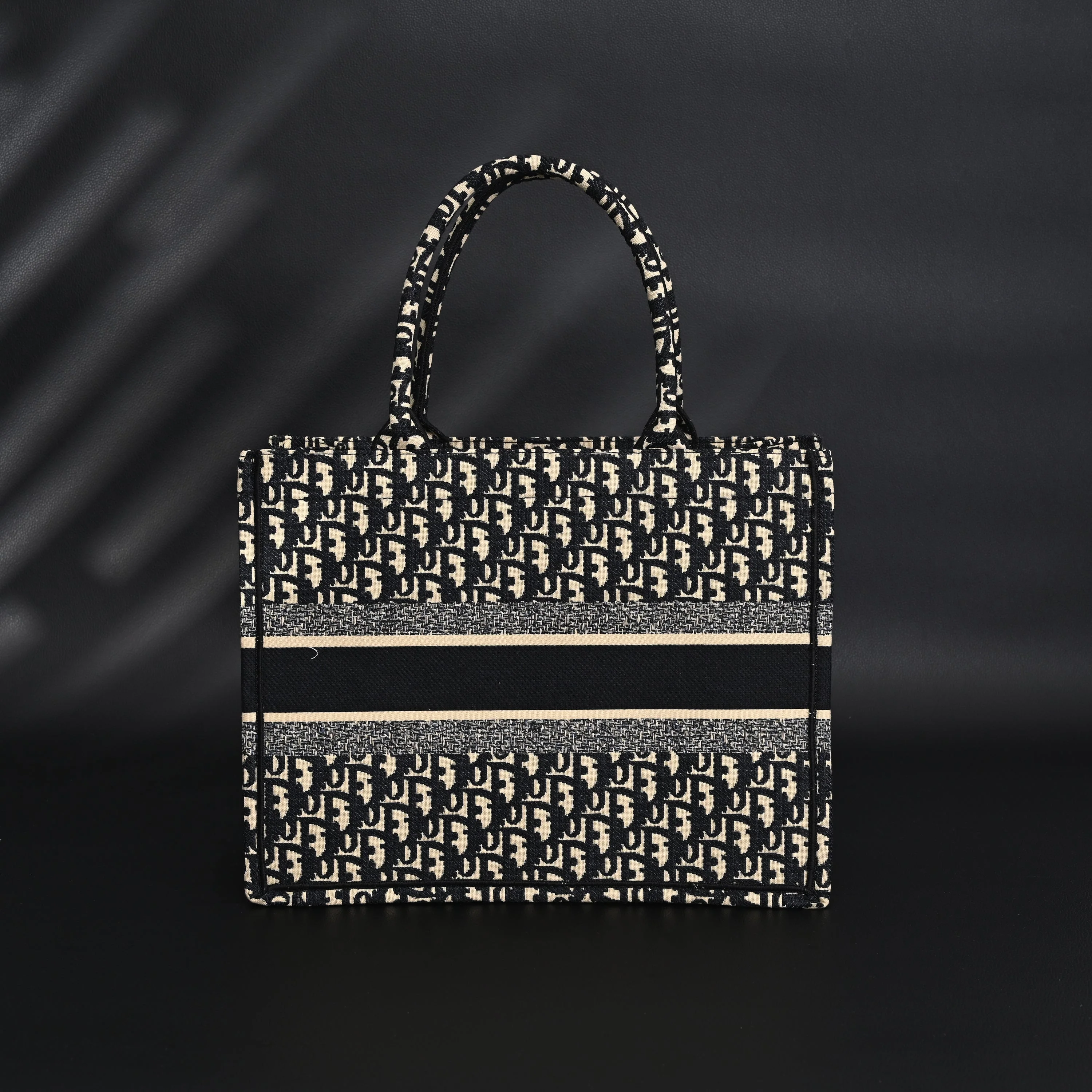 Christian Dior Medium Book Tote – Black Oblique Embroidery