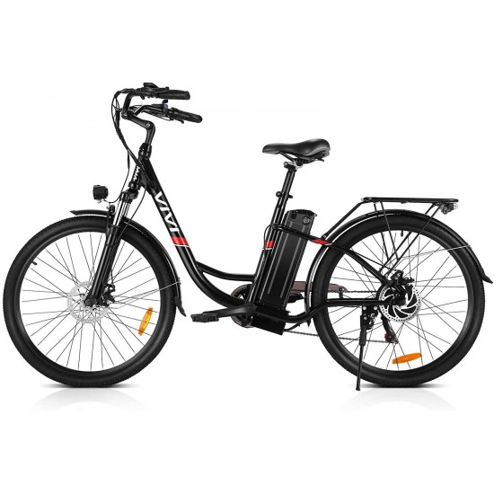 Electric Bike, 26 Inch City Commuter Bike for Adults, 350W Ebike with 36V 8AH Removable Battery, 7-Speed Cruiser Bikes for Women