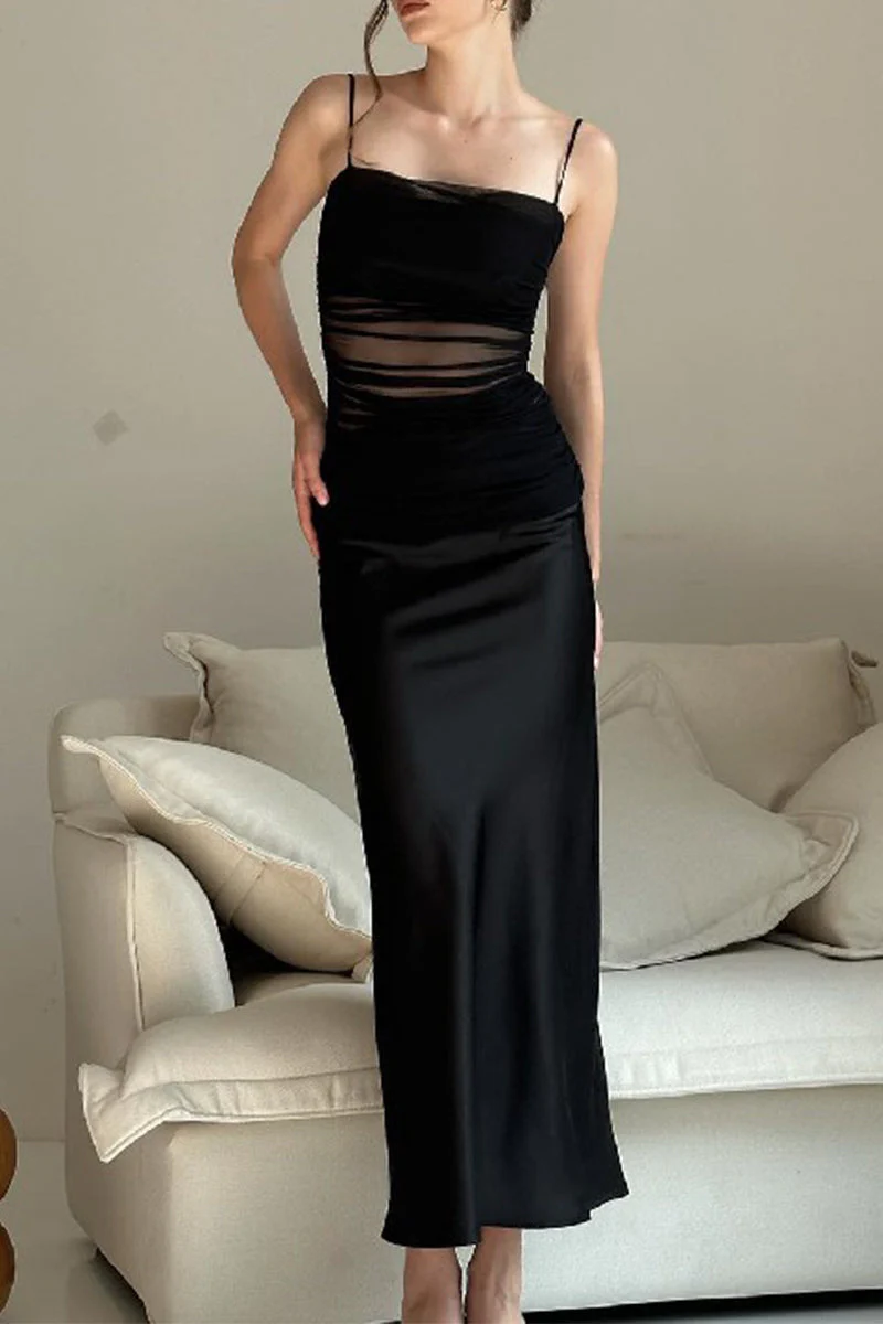 Backless Square Neck Sling Maxi DressClistos