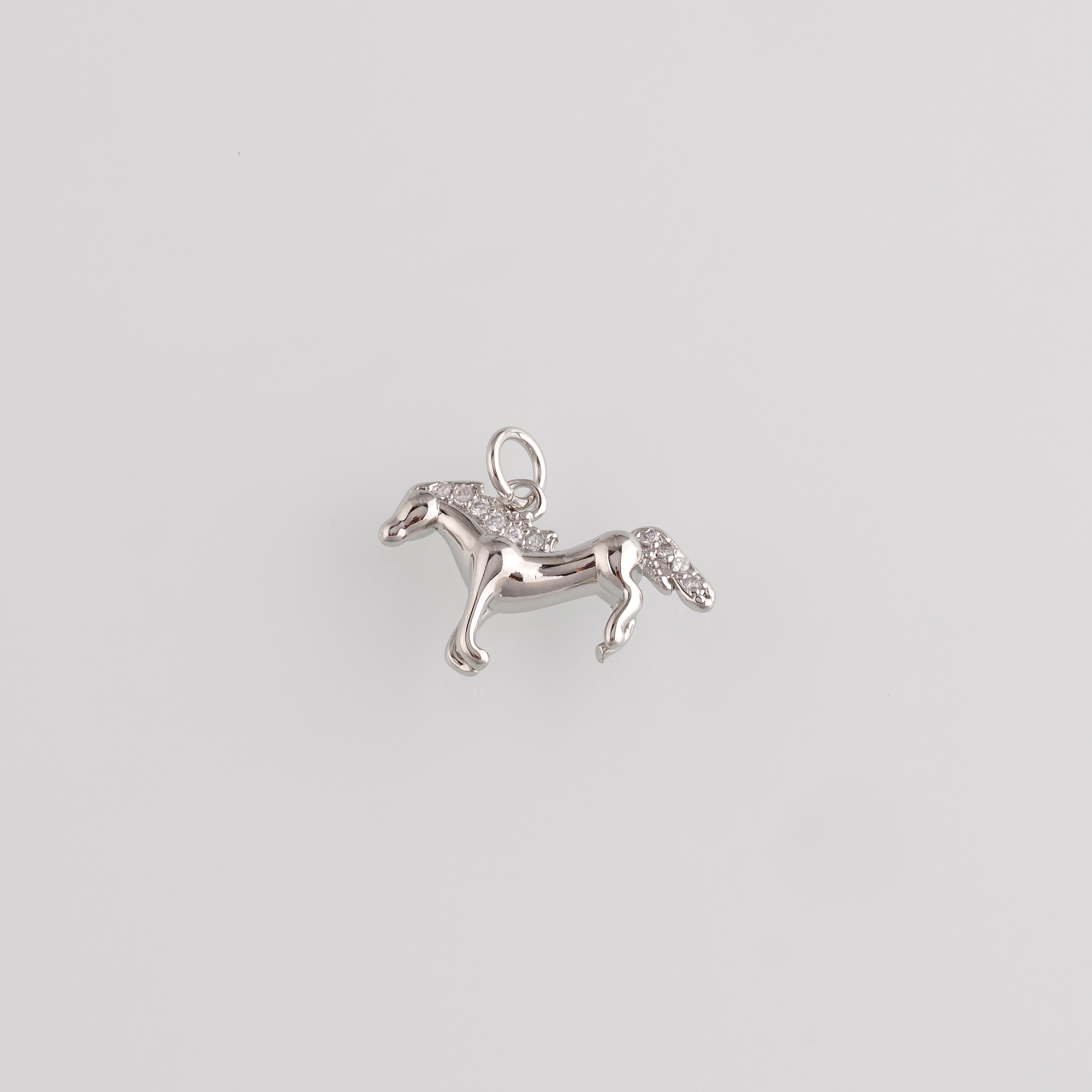 18K Gold Filled Horse Pendant,CZ Micro Pave Horse Charm Earrings Necklace for DIY Jewelry Making Supply