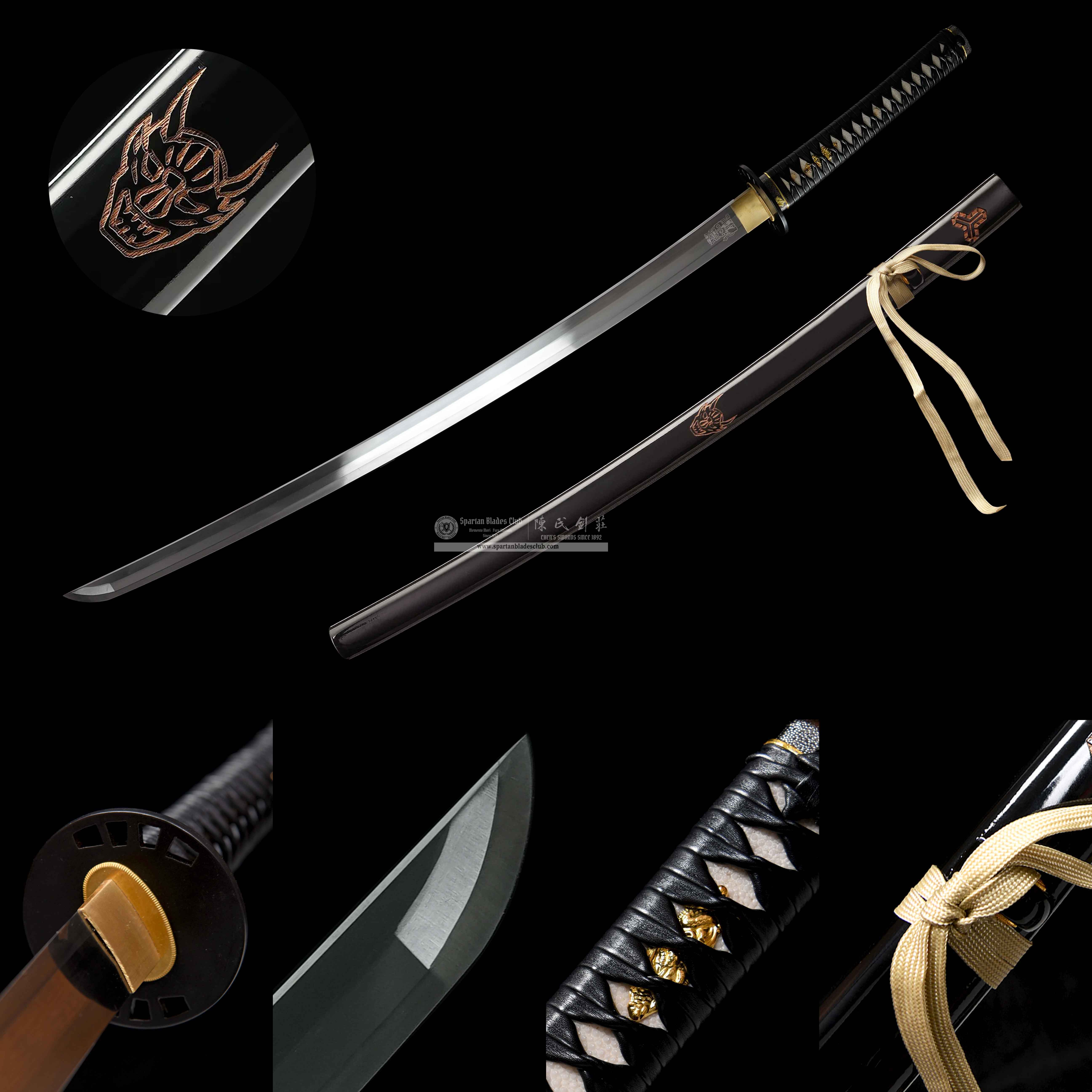 HY101 | Kill Bill | Katana | Spring steel | Black | Battle-Ready | Full-tang | Spartan Blades Club | CHEN'S SWORDS 1892 - Spartan Blades Club - 陳氏劍莊1892