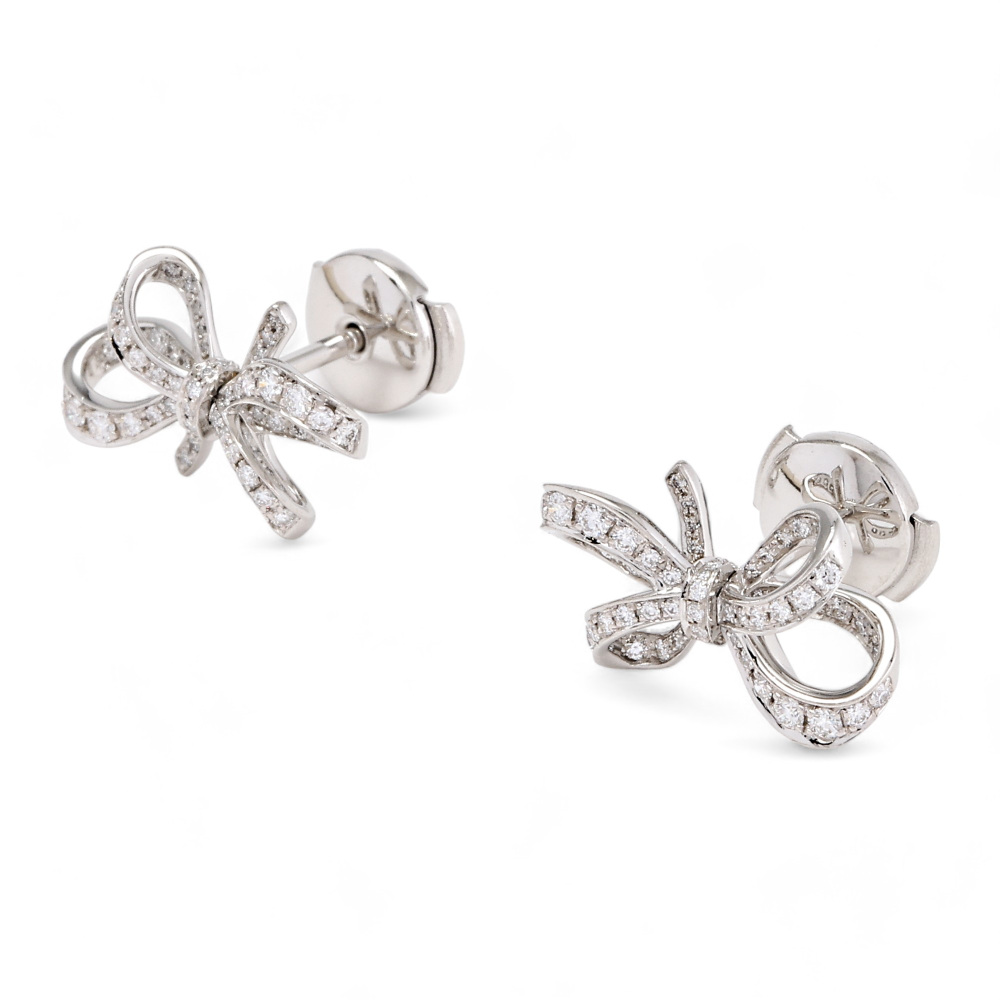 Tiffany & Co. Bow Earrings Platinum Diamond