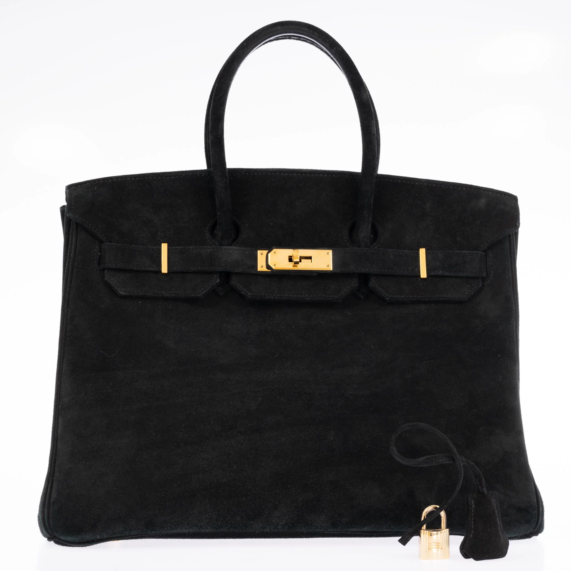 Hermès Birkin 35 Black Veau Velours Suede Gold Hardware
