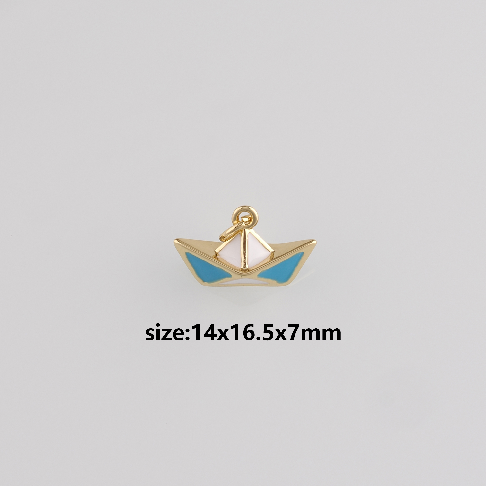 18K Gold Filled Paper Boat Pendant,Origami Charm,Enamel Boat Earrings Necklace for DIY Jewelry Making Supply