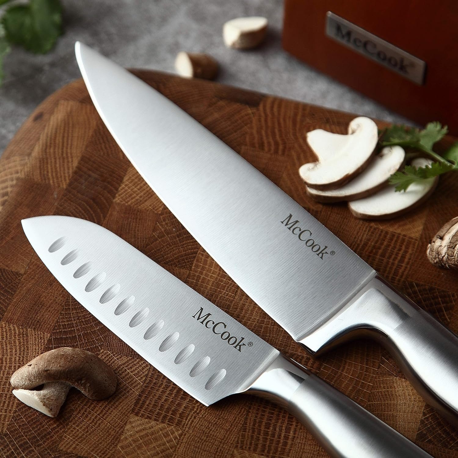 15-Piece Kitchen Knife Block Set German High-Carbon Stainless Steel Built-in Sharpener