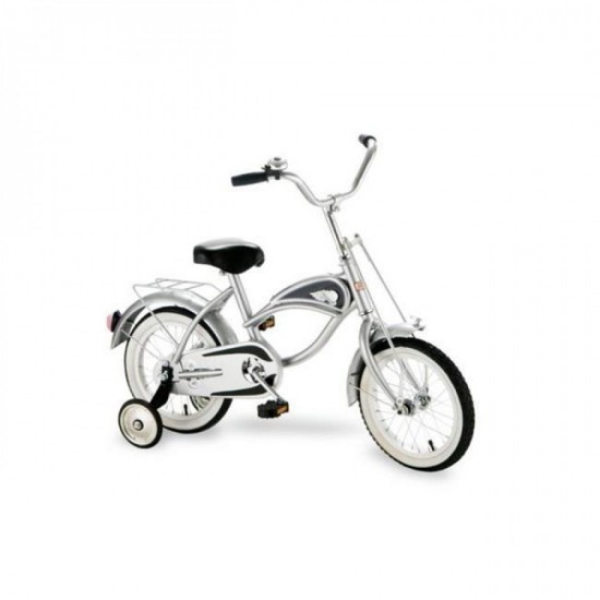 41116 14 in. Cruiser Bicycle with Training Wheels in Silver