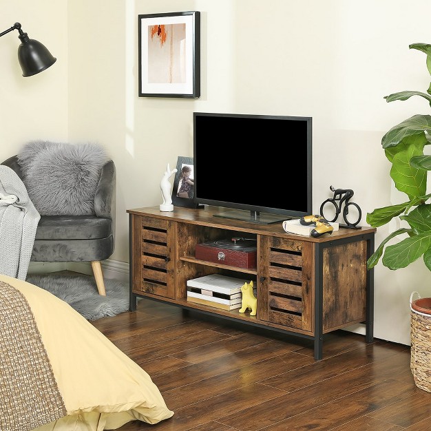 Vasagle Tv Stand For 50 Inches Televisions Entertainment Center With Storage Shelves Cabinet With Louvered Doors rustic Brown