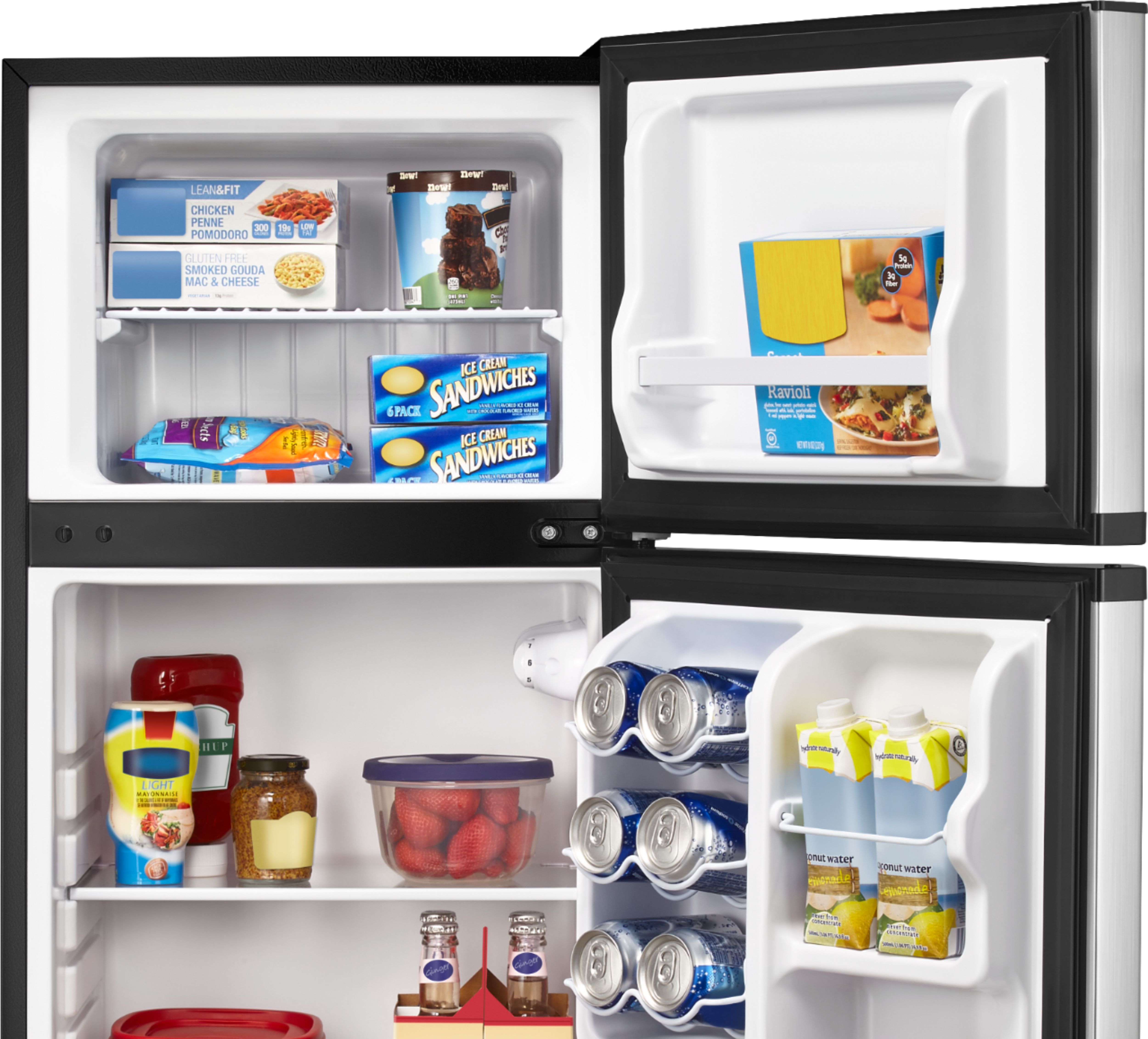 Insignia™ - 4.3 Cu. Ft. Mini Fridge with Top Freezer and ENERGY STAR Certification - Stainless Steel